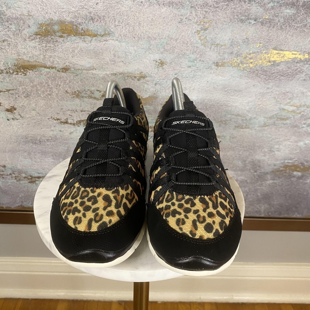 Skechers Air Cooled Shoes Womens Size 9.5 Brown Leopard Sneakers SN 104099 - Picture 3 of 11